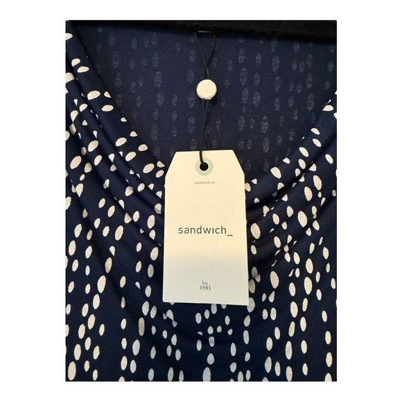 Sandwich | Fit and Flare Navy Dress With Dot Pattern - Size XL - Picture 7 of 14